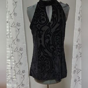 WHBM White House Black Market Black brocade halter top
